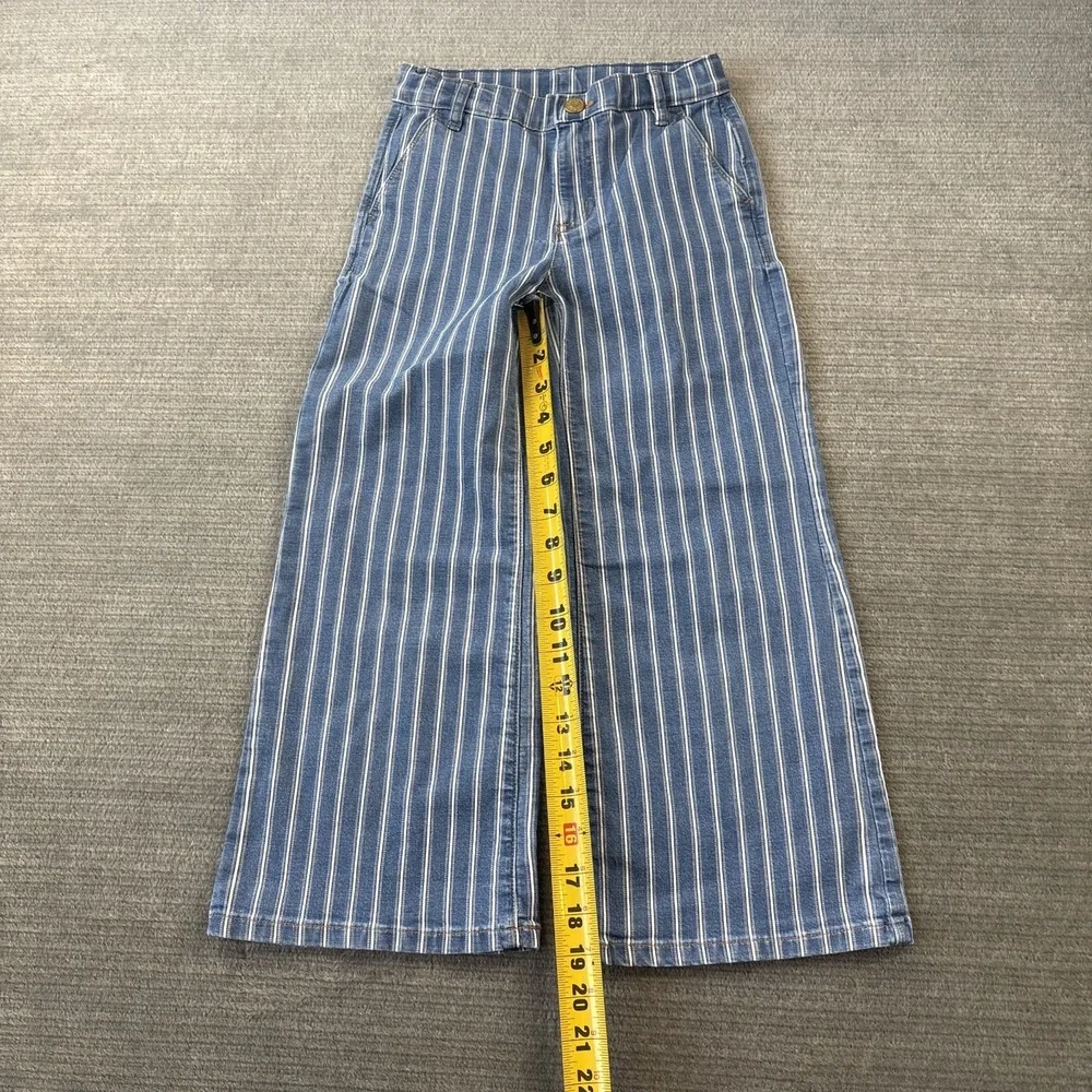 Crewcuts Girls' Sailor Drapey Denim Trouser in stripe Size 7 Wide Leg